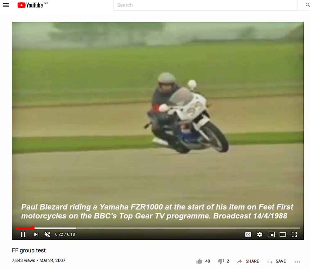 Blez on FZR1000 at start of Top Gear FF item