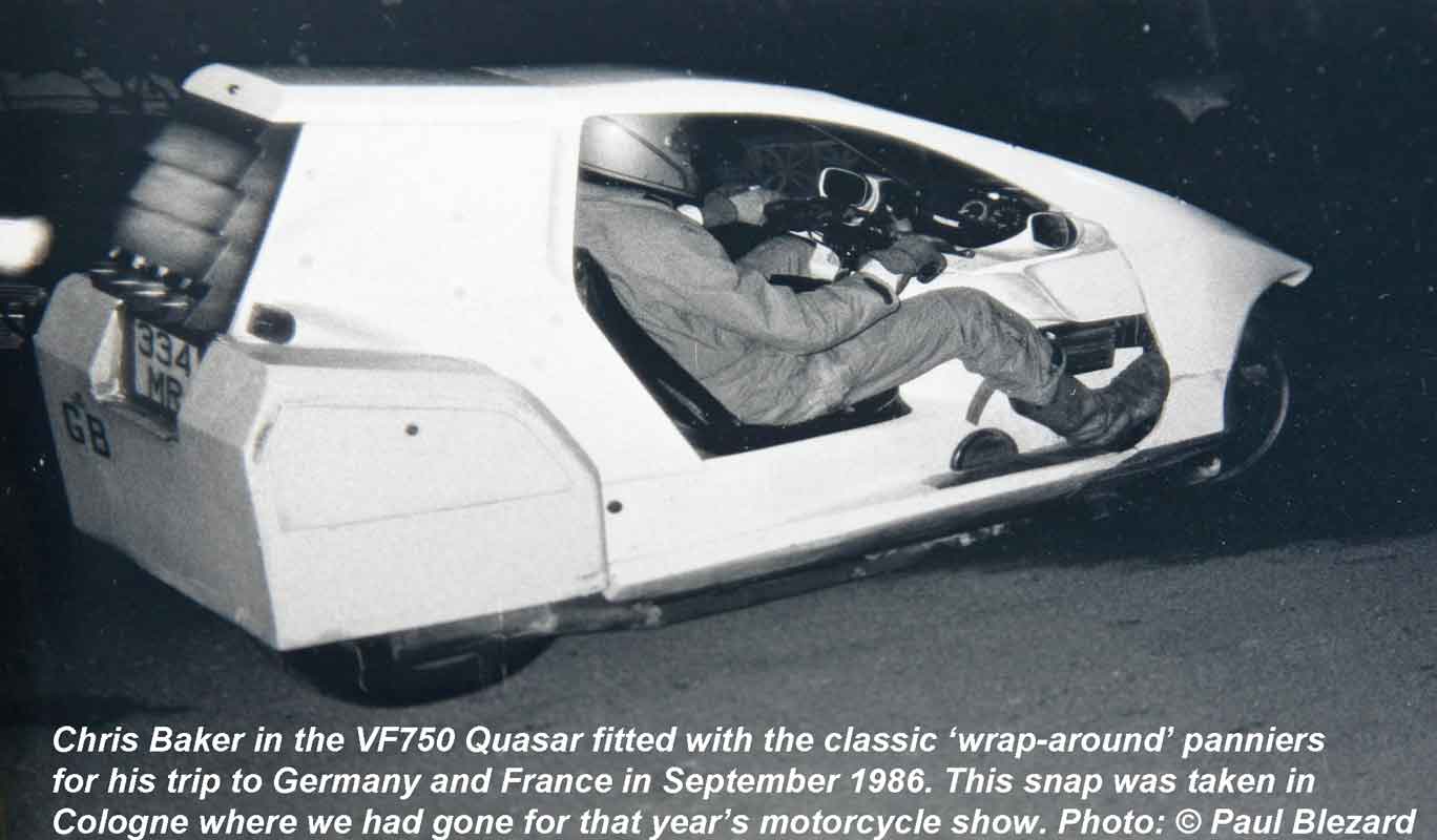 Chris Baker in VF750 Quasar with Panniers, in Köln, 1986