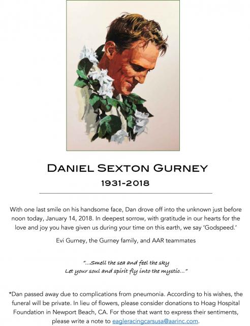 RIP Dan Gurney 1931-2018