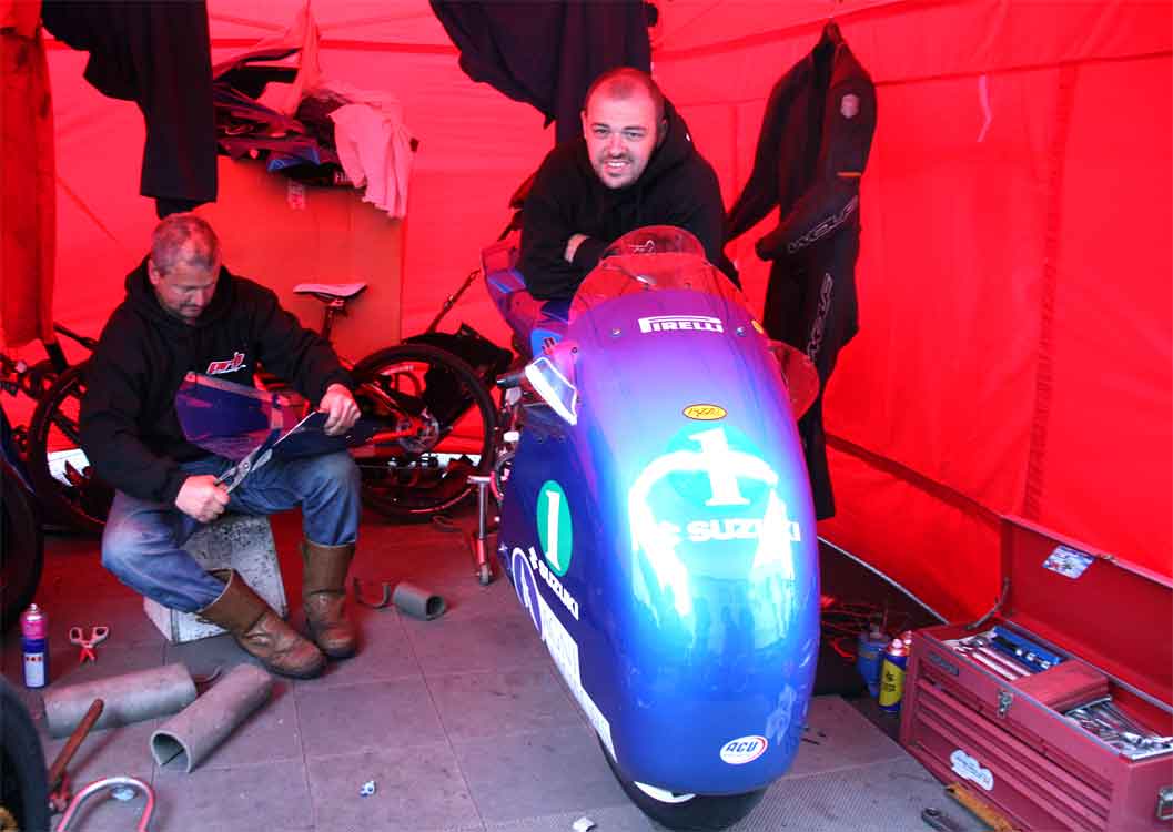 Barber on Agni 'Dustbin' racer (2010)