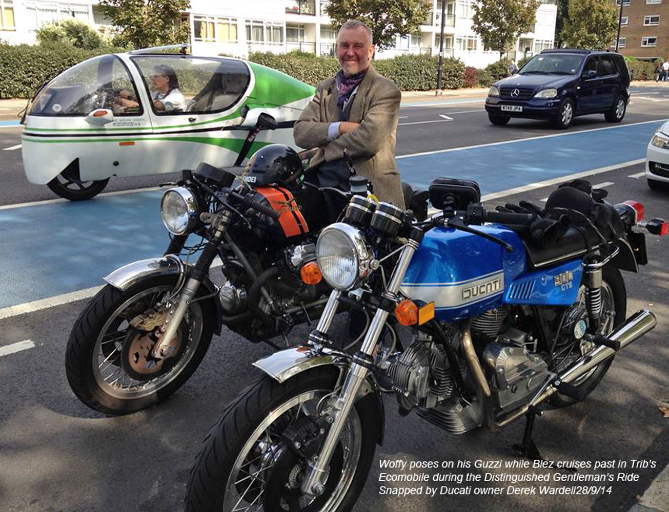 Swiss Eco cruises past 2 Italians in London DGR